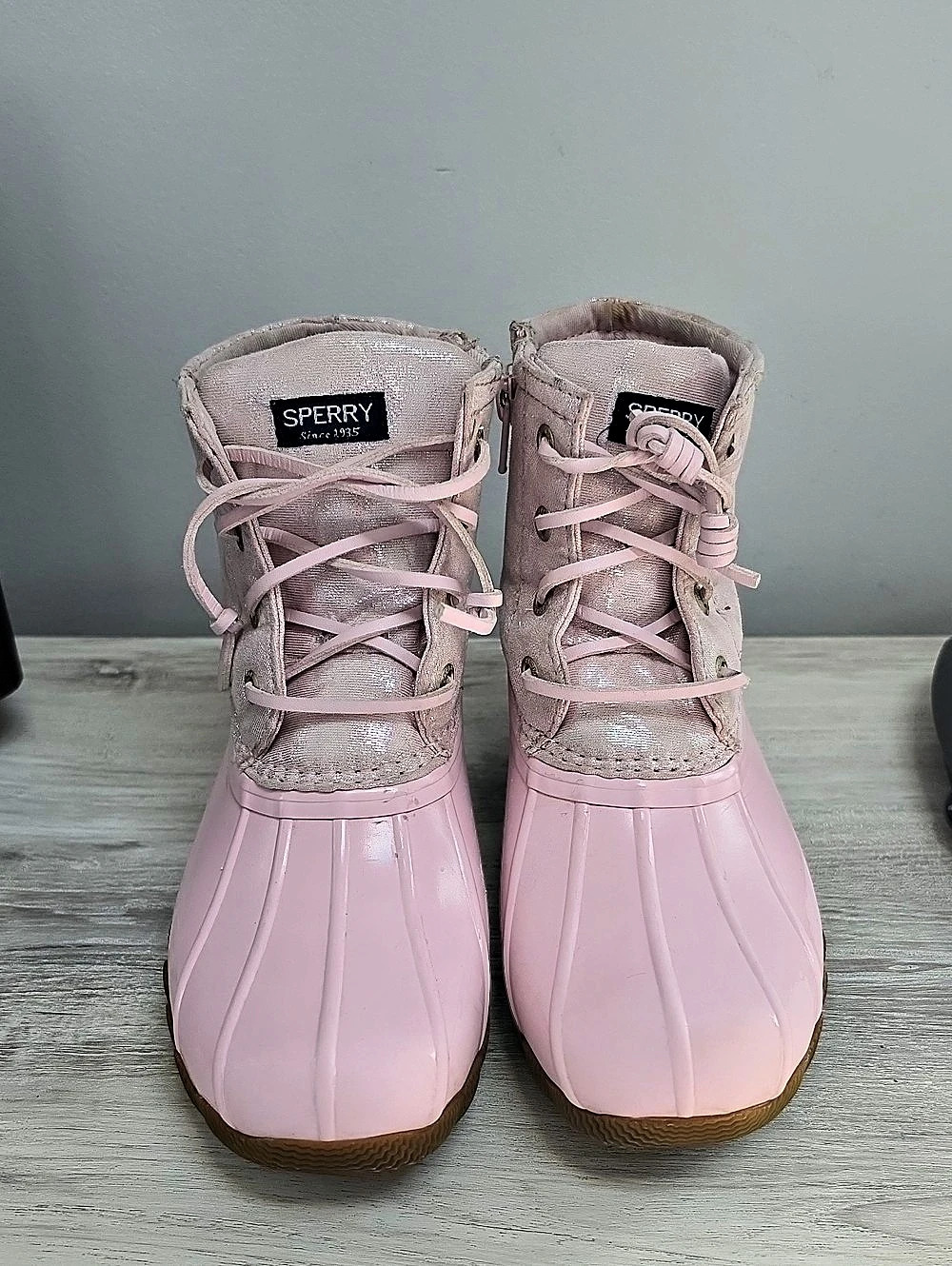 Sperry Saltwater Pink Rain Boots Youth Size 1